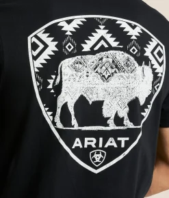 Tops|Graphic T-Shirts | Ariat Bison Stamp Shield T-Shirt Black