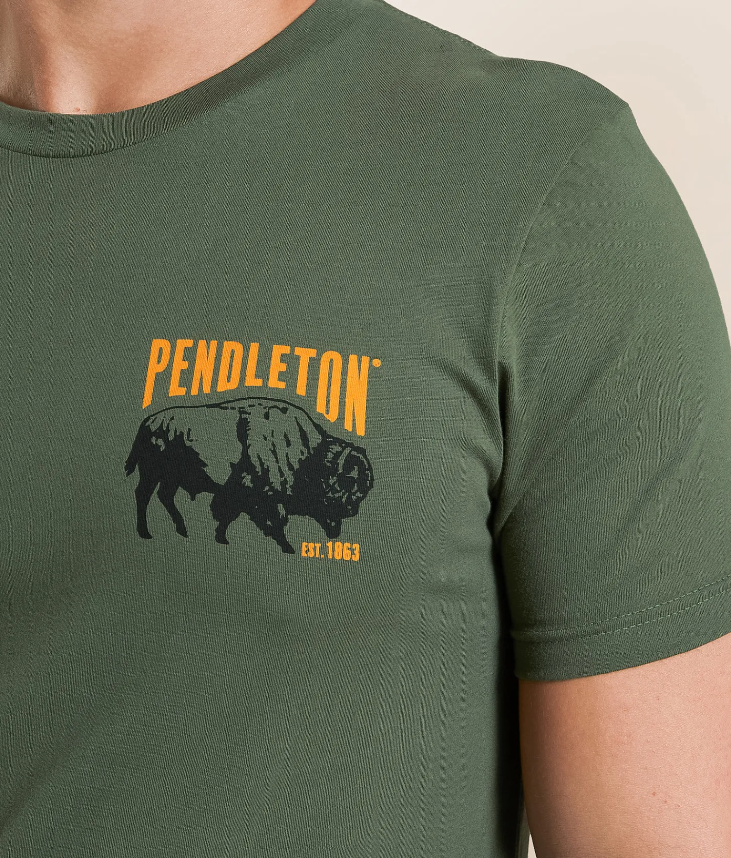 Pendleton Bison Stamp T-Shirt Military Green New