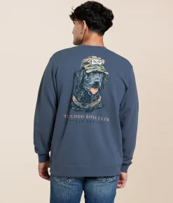 Tops | Old Row Black Lab Pullover Storm Blue