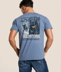 Tops|Graphic T-Shirts | Fieldstone Black Labrador Splash T-Shirt Blue Jean