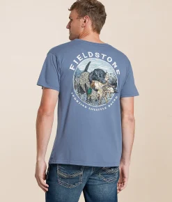 Tops|Graphic T-Shirts | Fieldstone Black Lab Retrieving T-Shirt Blue Jean