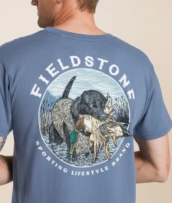 Tops|Graphic T-Shirts | Fieldstone Black Lab Retrieving T-Shirt Blue Jean