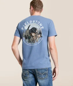 Tops|Graphic T-Shirts | Fieldstone Black Lab Retrieving T-Shirt Blue Jean