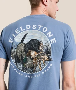 Tops|Graphic T-Shirts | Fieldstone Black Lab Retrieving T-Shirt Blue Jean