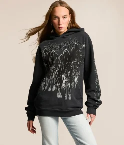Tops | Affliction Black Night Hooded Sweatshirt Black Beauty