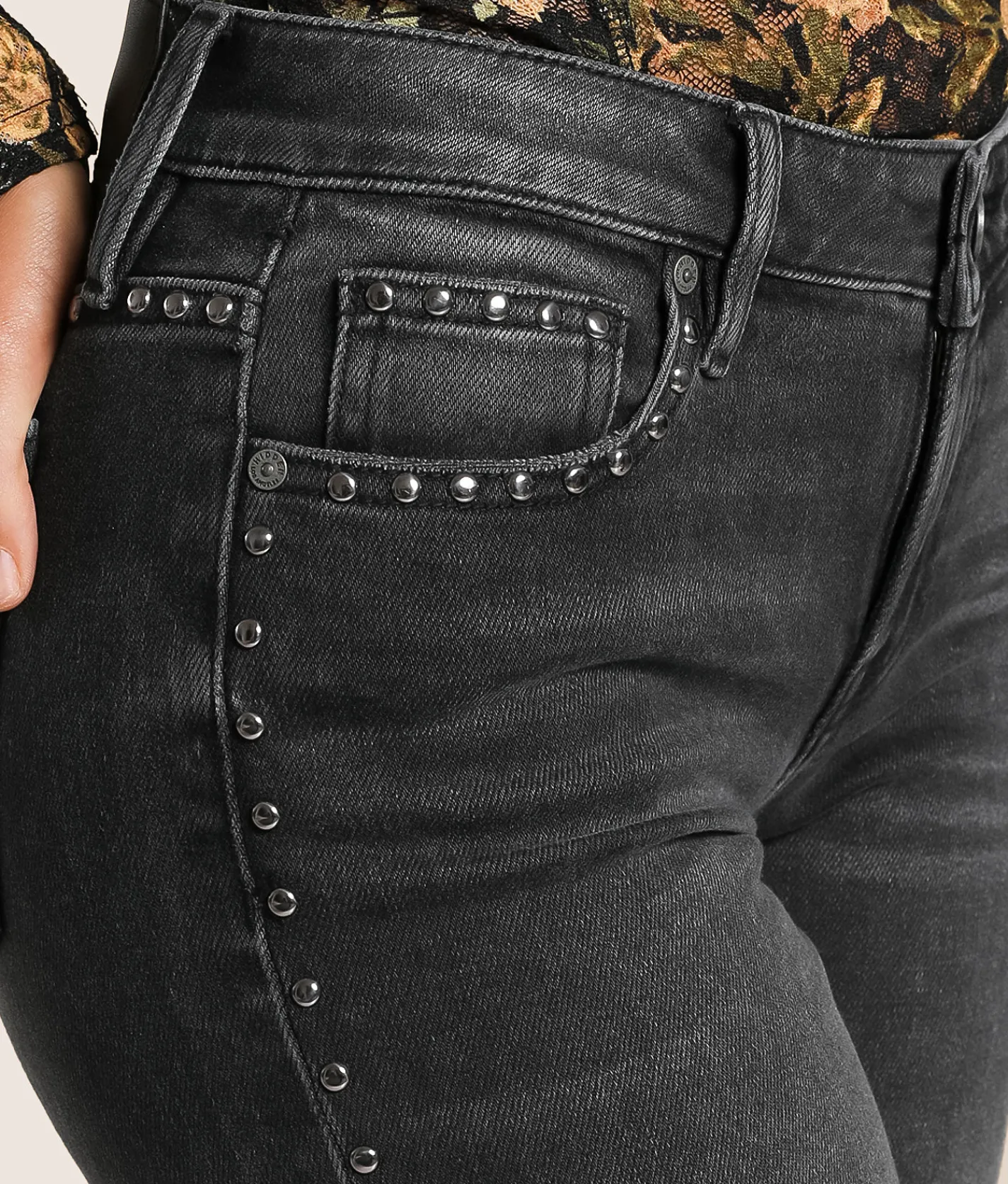 Bottoms | HIDDEN Blake Studded Comfort Flare Stretch Jean Black Studs
