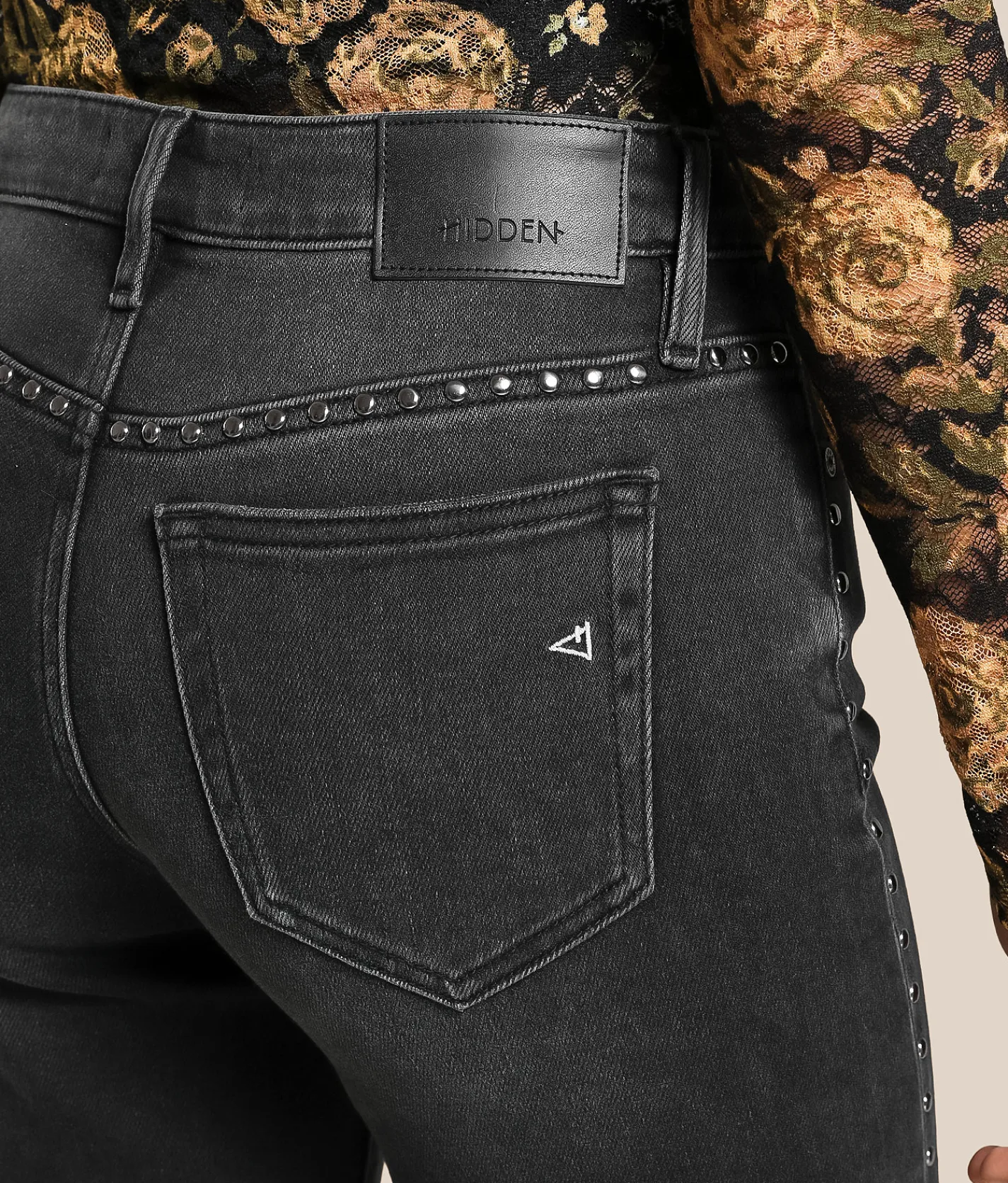 Bottoms | HIDDEN Blake Studded Comfort Flare Stretch Jean Black Studs