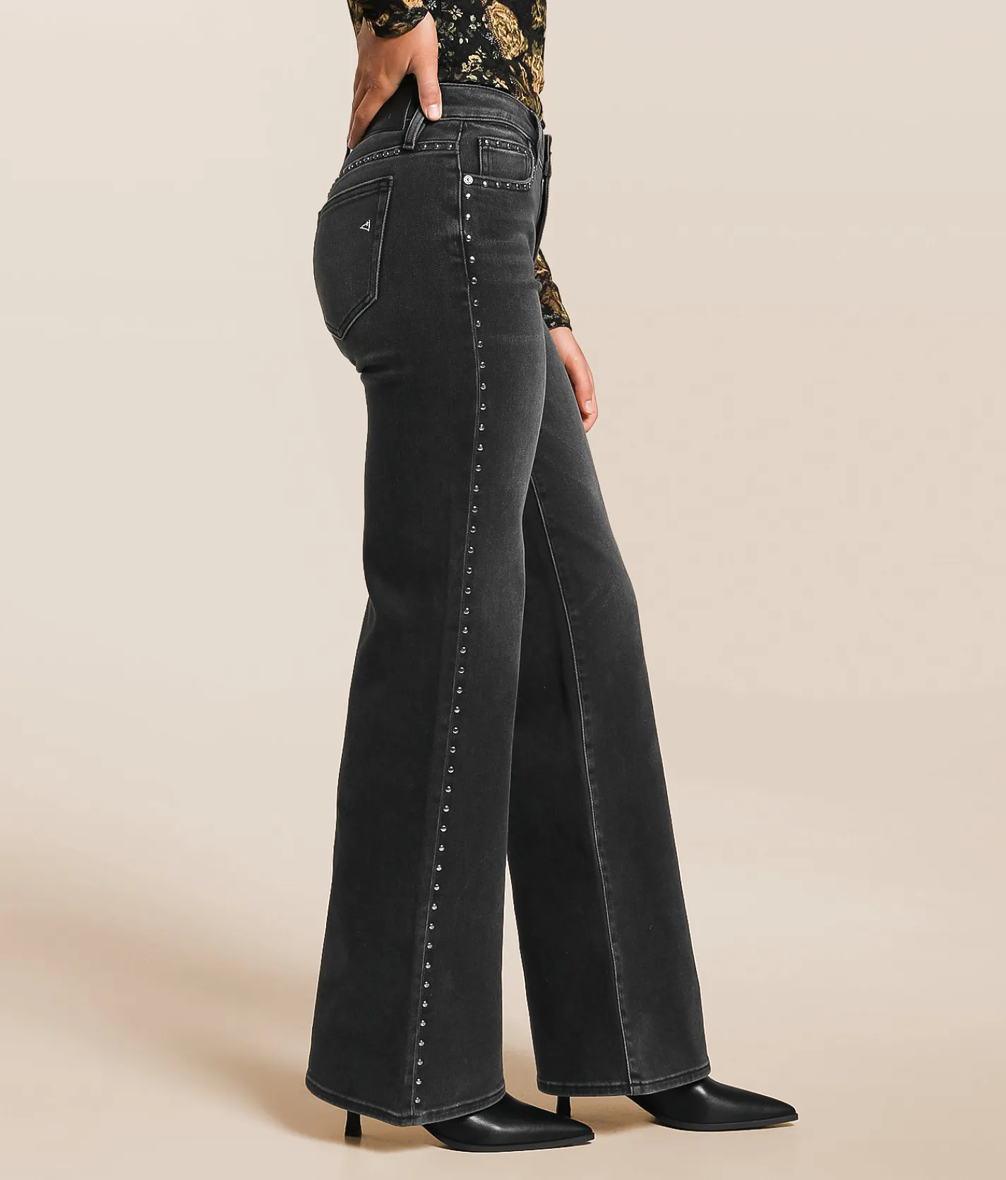Bottoms | HIDDEN Blake Studded Comfort Flare Stretch Jean Black Studs
