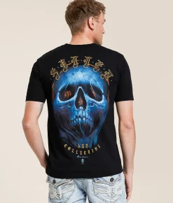 Tops|Graphic T-Shirts | Sullen Blhur Skull T-Shirt Jet Black