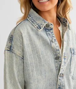Tops|Coats & Jackets | Veveret Bling Shacket Denim