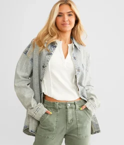 Tops|Coats & Jackets | Veveret Bling Shacket Denim