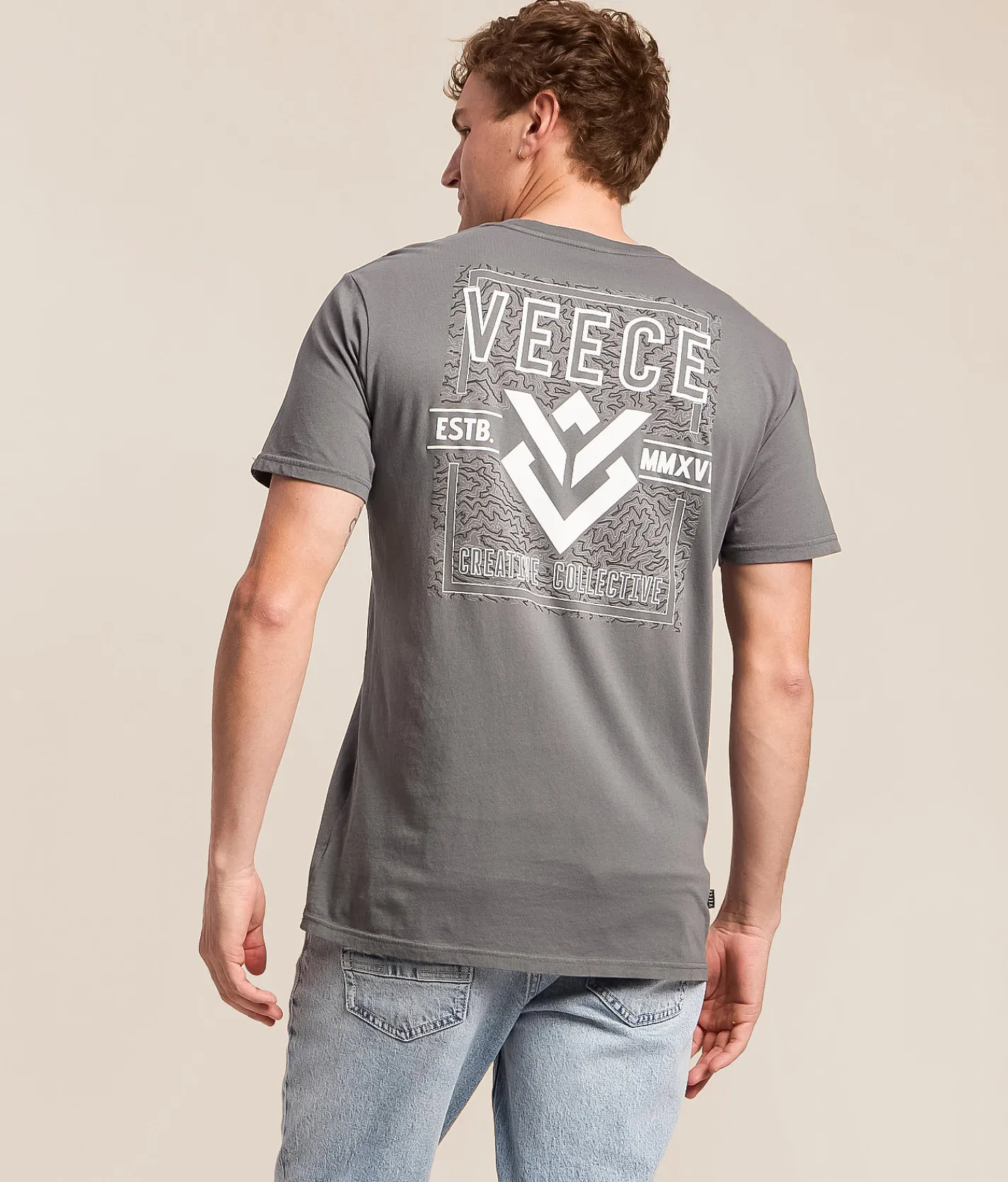 Tops|Graphic T-Shirts | Veece Block Atlas T-Shirt Blue Grey