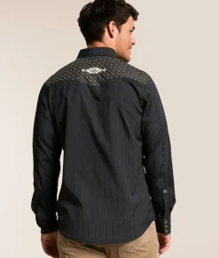 Gentry County Blocked Athletic Shirt Black Brown Clearance
