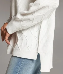 BKE Block Stitched Sweater White New