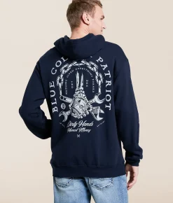 Howitzer Blue Collar Big Bank Hooded Sweatshirt Navy Hot