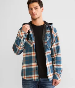 Coats & Jackets | Howitzer Collar Brave Land Hooded Flannel Shacket Blue