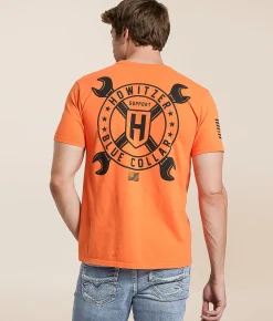 Howitzer Blue Collar Cross Wrench T-Shirt Neon Orange Outlet