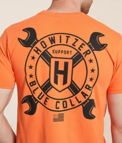 Howitzer Blue Collar Cross Wrench T-Shirt Neon Orange Outlet