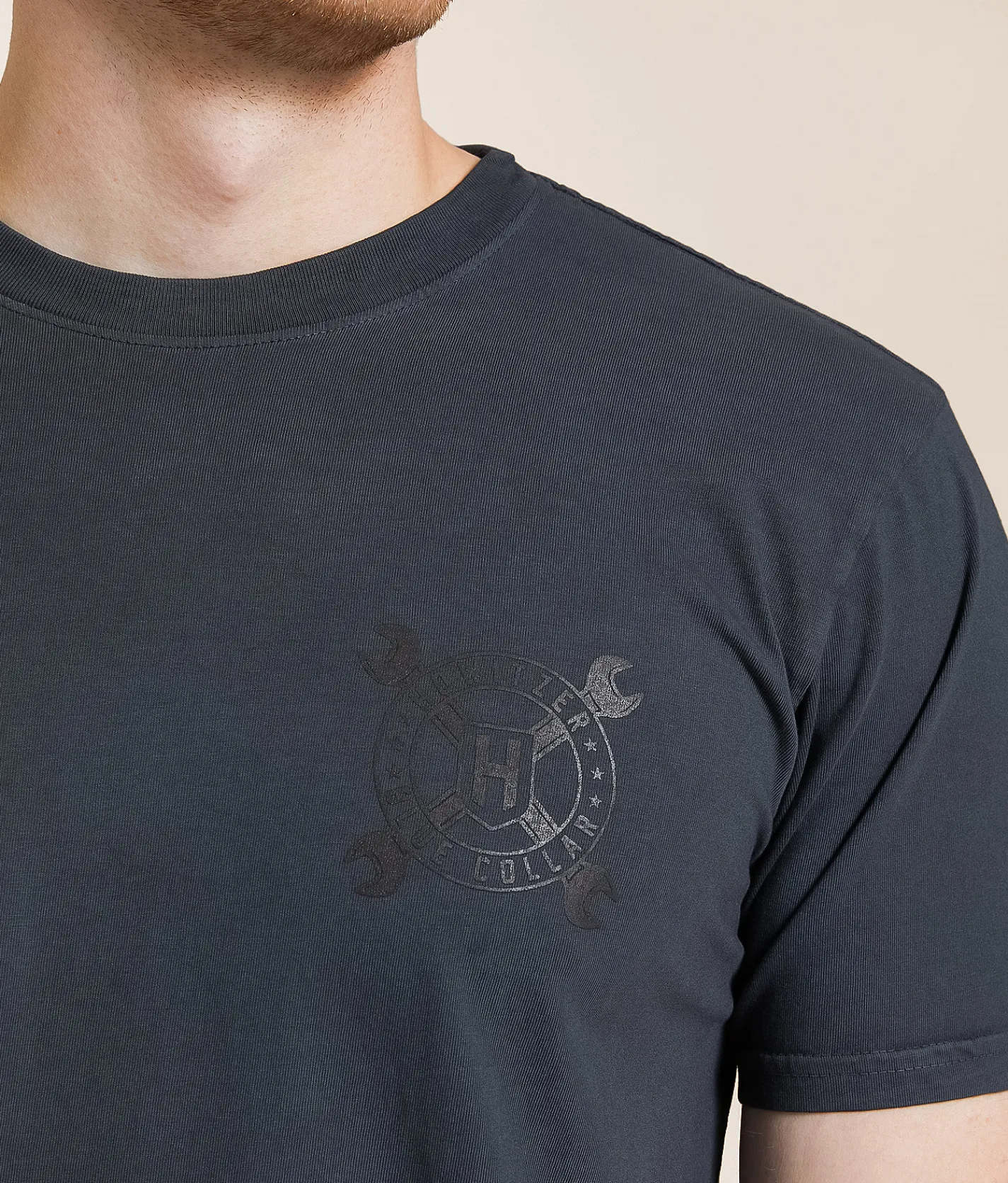 Graphic T-Shirts | Howitzer Blue Collar Cross Wrench T-Shirt Grey Pinstripe