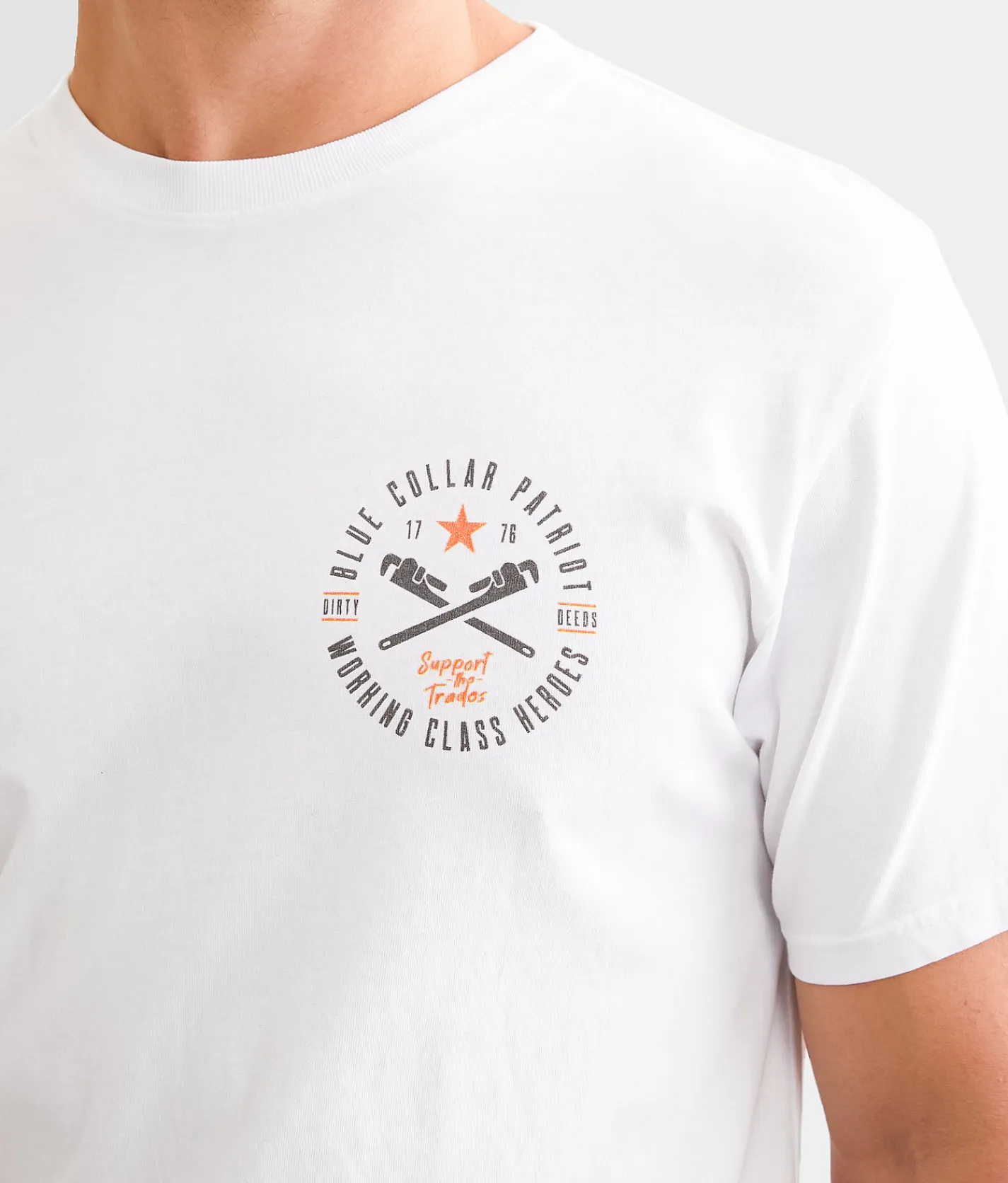 Graphic T-Shirts | Howitzer Blue Collar Deeds T-Shirt White