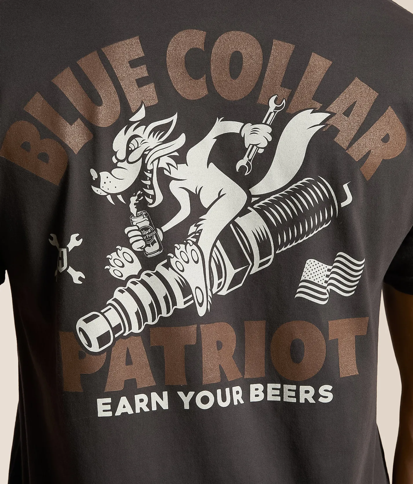 Howitzer Blue Collar Earned Beers T-Shirt Vintage Black Hot