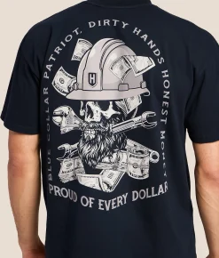 Howitzer Blue Collar Hard Dollars Heavyweight T-Shirt Navy Outlet
