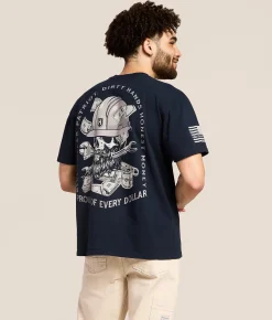 Tops | Howitzer Blue Collar Hard Dollars Heavyweight T-Shirt Navy