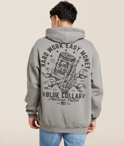 Tops | Howitzer Blue Collar Hard Work Hooded Sweatshirt Steeple Grey
