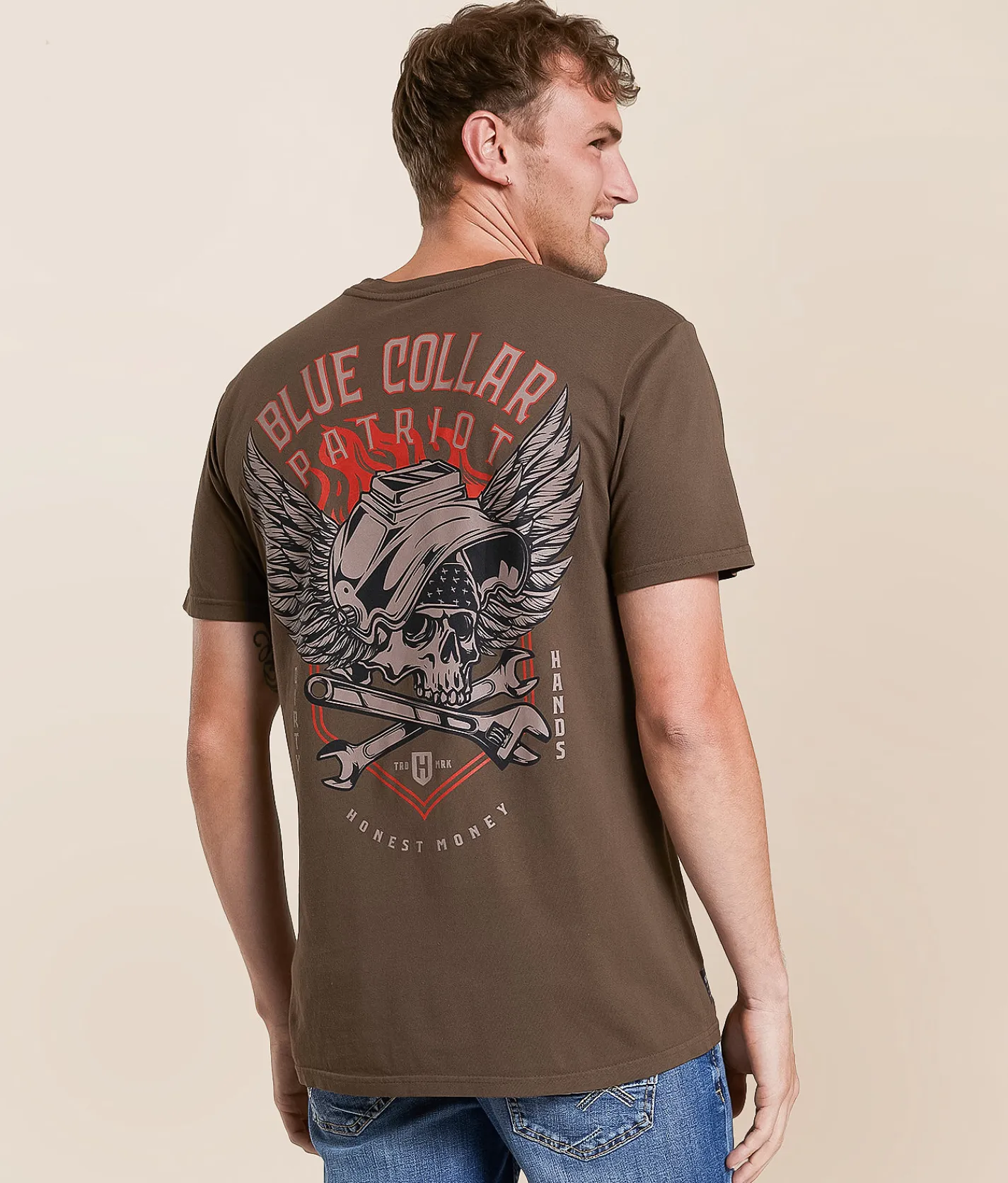 Tops|Graphic T-Shirts | Howitzer Blue Collar Heavy Arc T-Shirt Wren