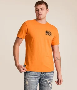 Howitzer Blue Collar Patriot T-Shirt Neon Orange Outlet