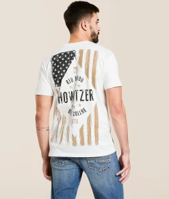 Tops|Graphic T-Shirts | Howitzer Blue Collar Red Blood T-Shirt Antique White
