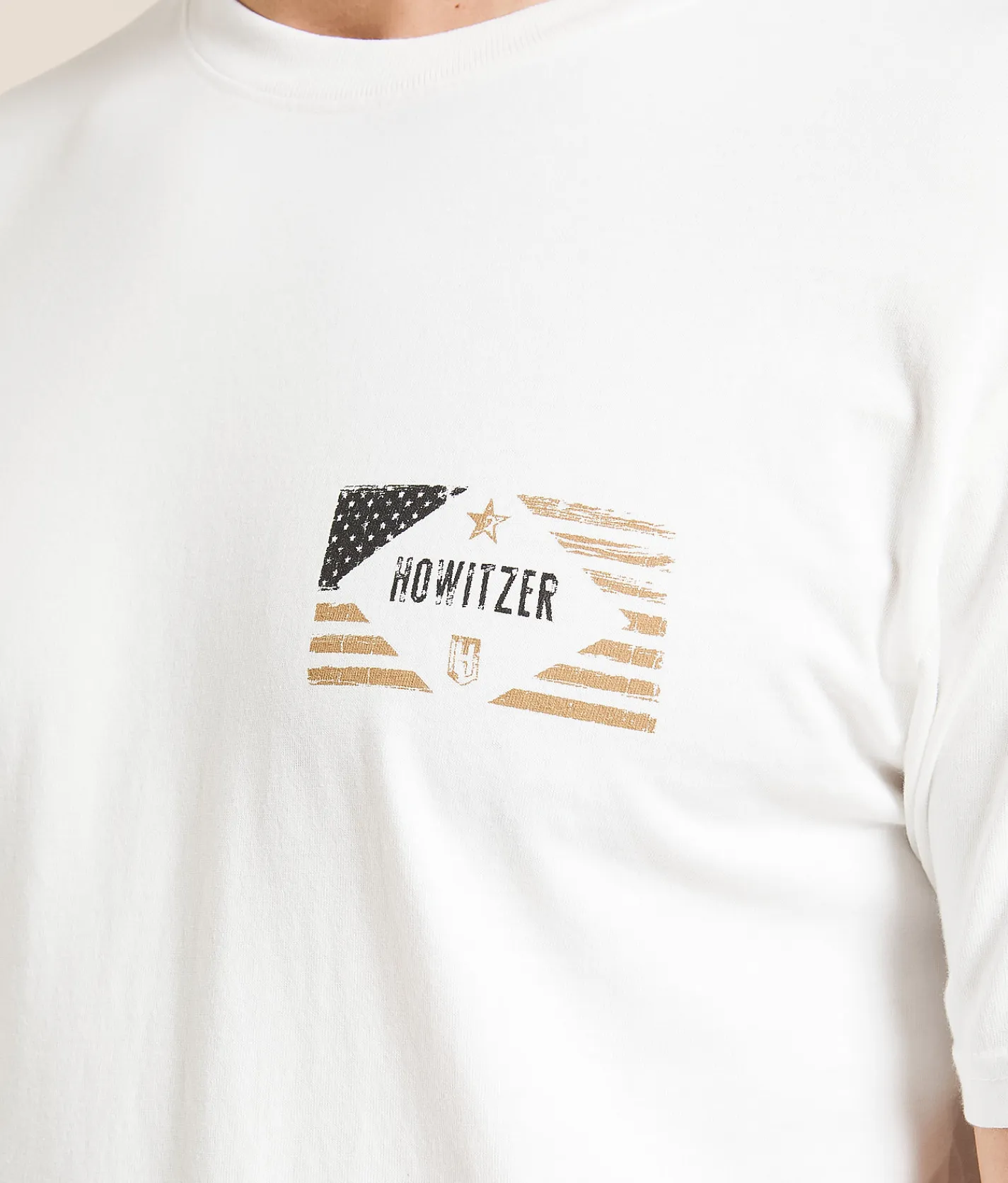 Tops|Graphic T-Shirts | Howitzer Blue Collar Red Blood T-Shirt Antique White
