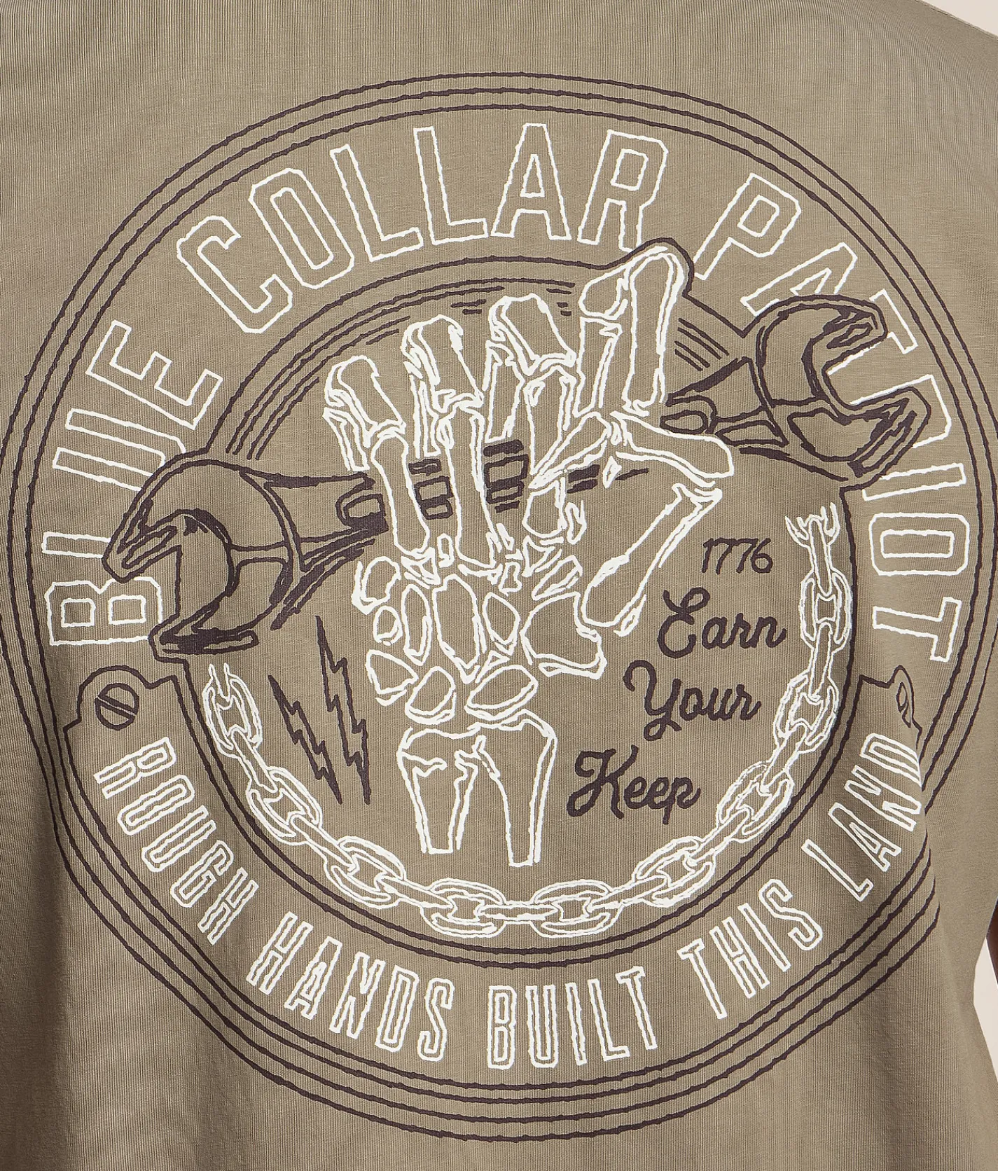 Tops|Graphic T-Shirts | Howitzer Blue Collar Rough Hands T-Shirt Moonmist