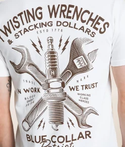 Howitzer Blue Collar Sparked T-Shirt Antique White Discount