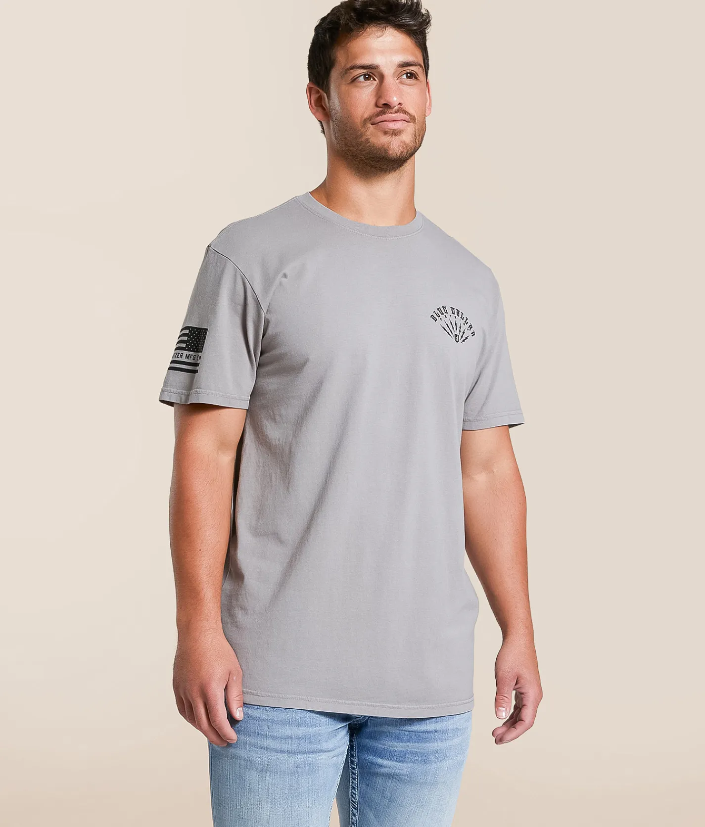 Tops|Graphic T-Shirts | Howitzer Blue Collar Sparked T-Shirt Silent Storm