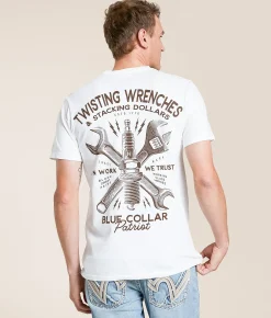 Tops | Howitzer Blue Collar Sparked T-Shirt Antique White