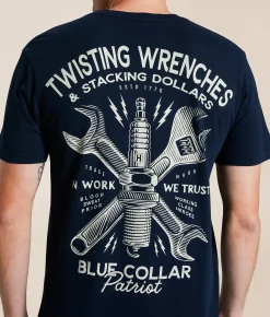 Tops|Graphic T-Shirts | Howitzer Blue Collar Sparked T-Shirt Obsidian
