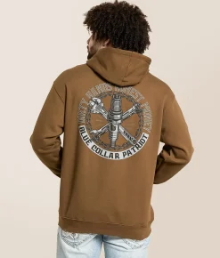 Tops | Howitzer Blue Collar Sparx Patriot Hooded Sweatshirt Teak