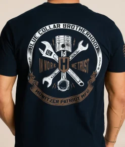 Tops|Graphic T-Shirts | Howitzer Blue Collar Wrenched T-Shirt Obsidian