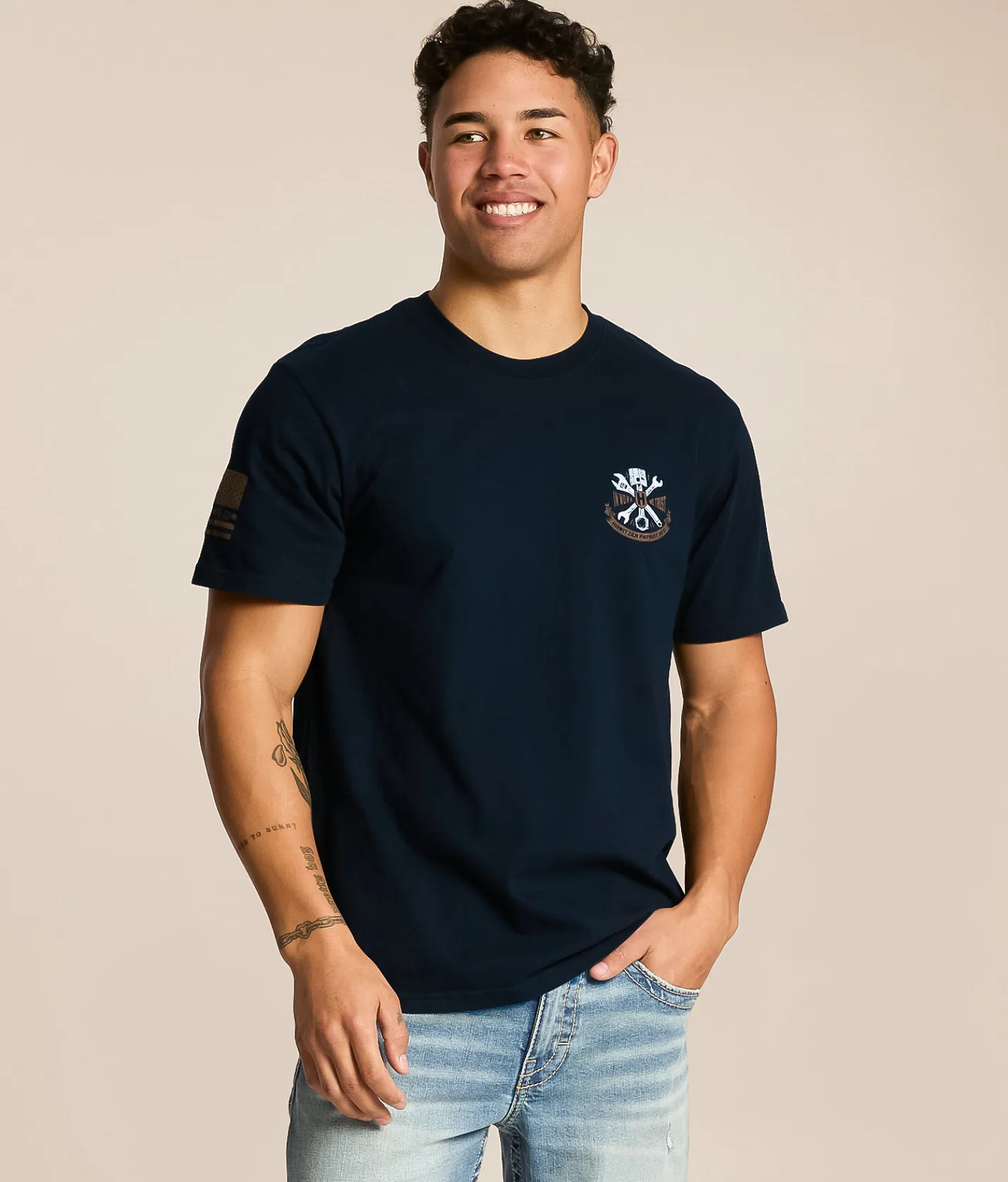 Tops|Graphic T-Shirts | Howitzer Blue Collar Wrenched T-Shirt Obsidian