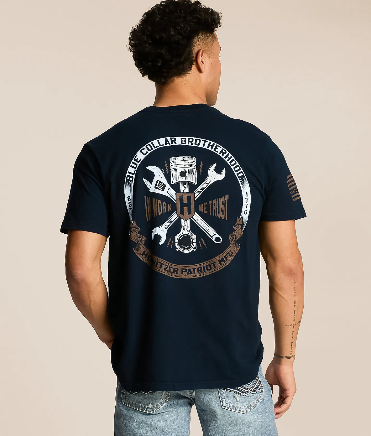 Tops|Graphic T-Shirts | Howitzer Blue Collar Wrenched T-Shirt Obsidian
