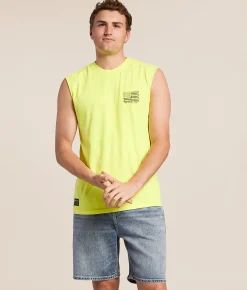 Howitzer Blue Collar Wrench Flag Muscle Tank Top Neon Yellow Online