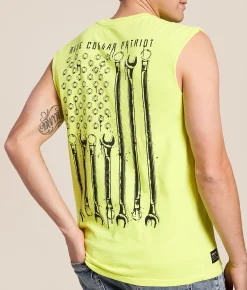 Howitzer Blue Collar Wrench Flag Muscle Tank Top Neon Yellow Online