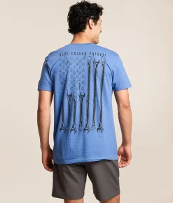 Howitzer Blue Collar Wrench Flag T-Shirt Sapphire Blue Sale