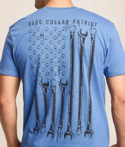Graphic T-Shirts | Howitzer Blue Collar Wrench Flag T-Shirt Sapphire Blue