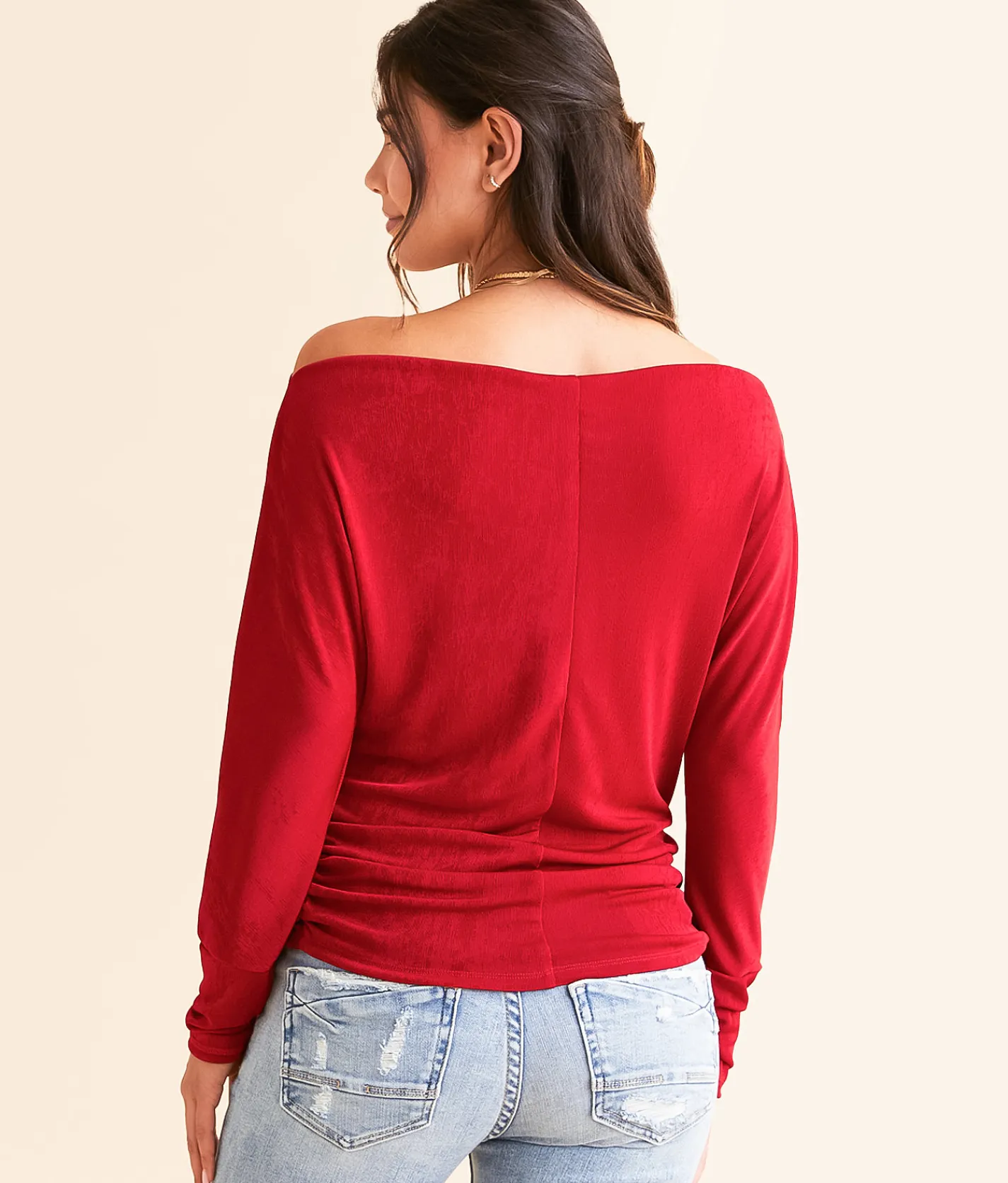 Tops | Daytrip Boat Neck Sheen Top Jester Red