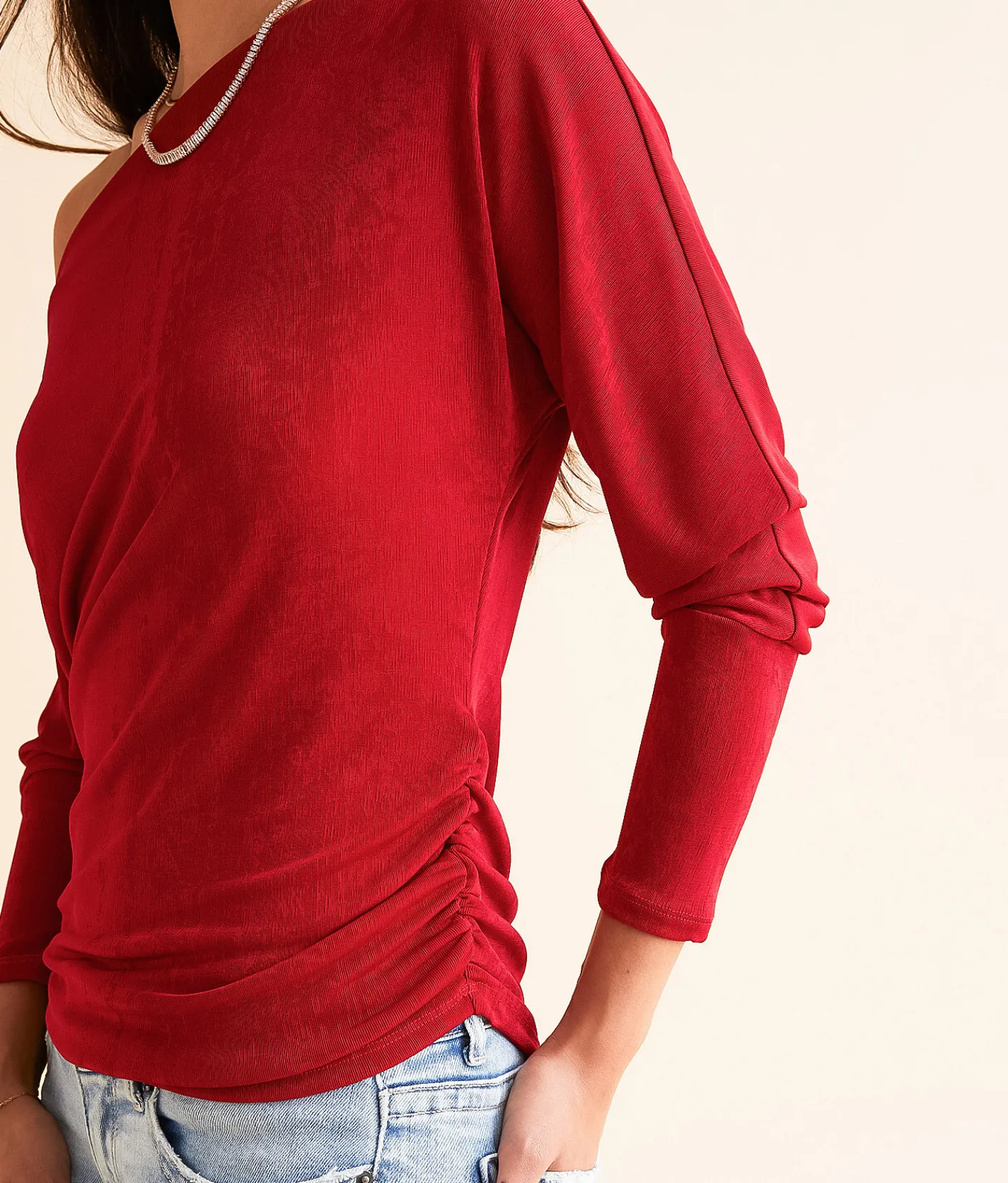 Tops | Daytrip Boat Neck Sheen Top Jester Red
