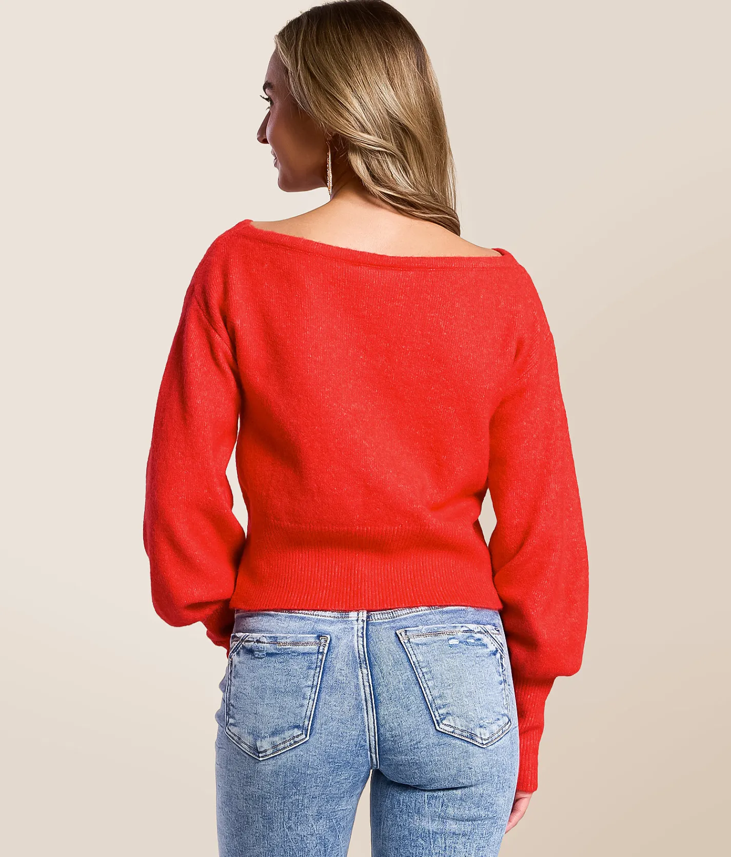 Tops | Willow & Root Boatneck Sweater Red