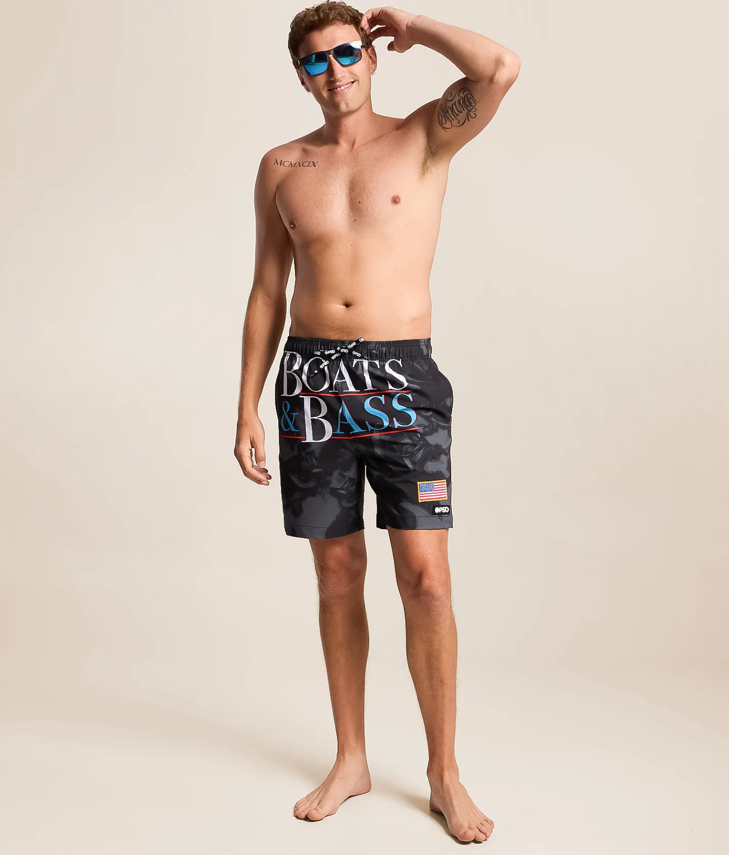 Bottoms|Swimwear | PSD Boats & Bass Stretch Swim Trunks Multi