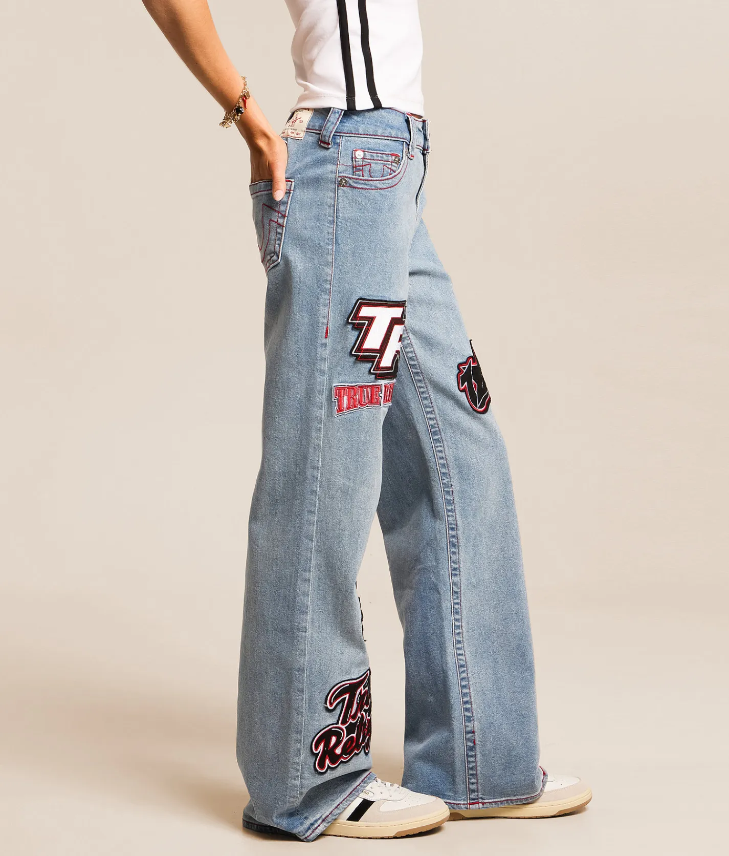 True Religion Bobbi Baggy Wide Leg Stretch Jean Horizon Henge Discount